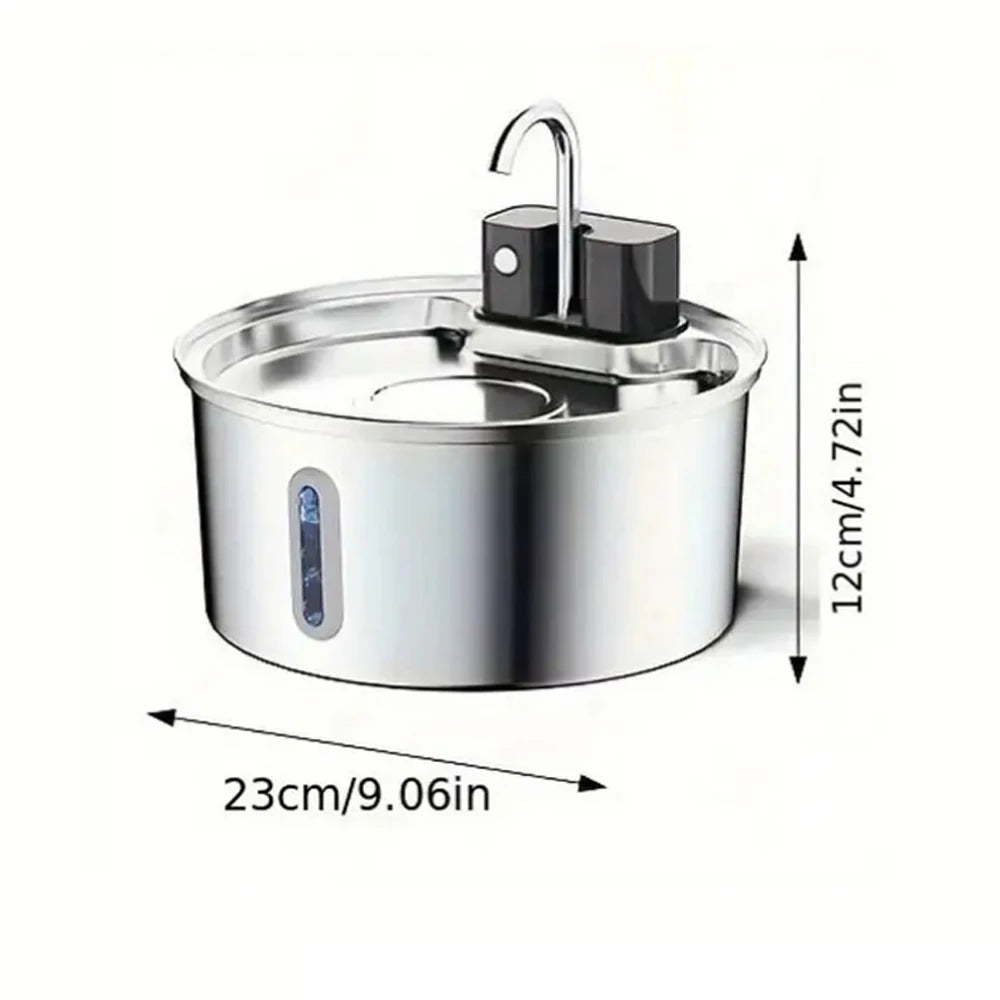 Rechargeable Stainless Steel Pet Water Fountain 3L with Motion Sensor for Cats and Dogs | Lonoma