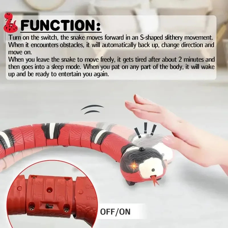 Motion-Activated Electronic Snake Cat Toy | USB Rechargeable Interactive Pet Toy for Cats & Dogs | Lonoma
