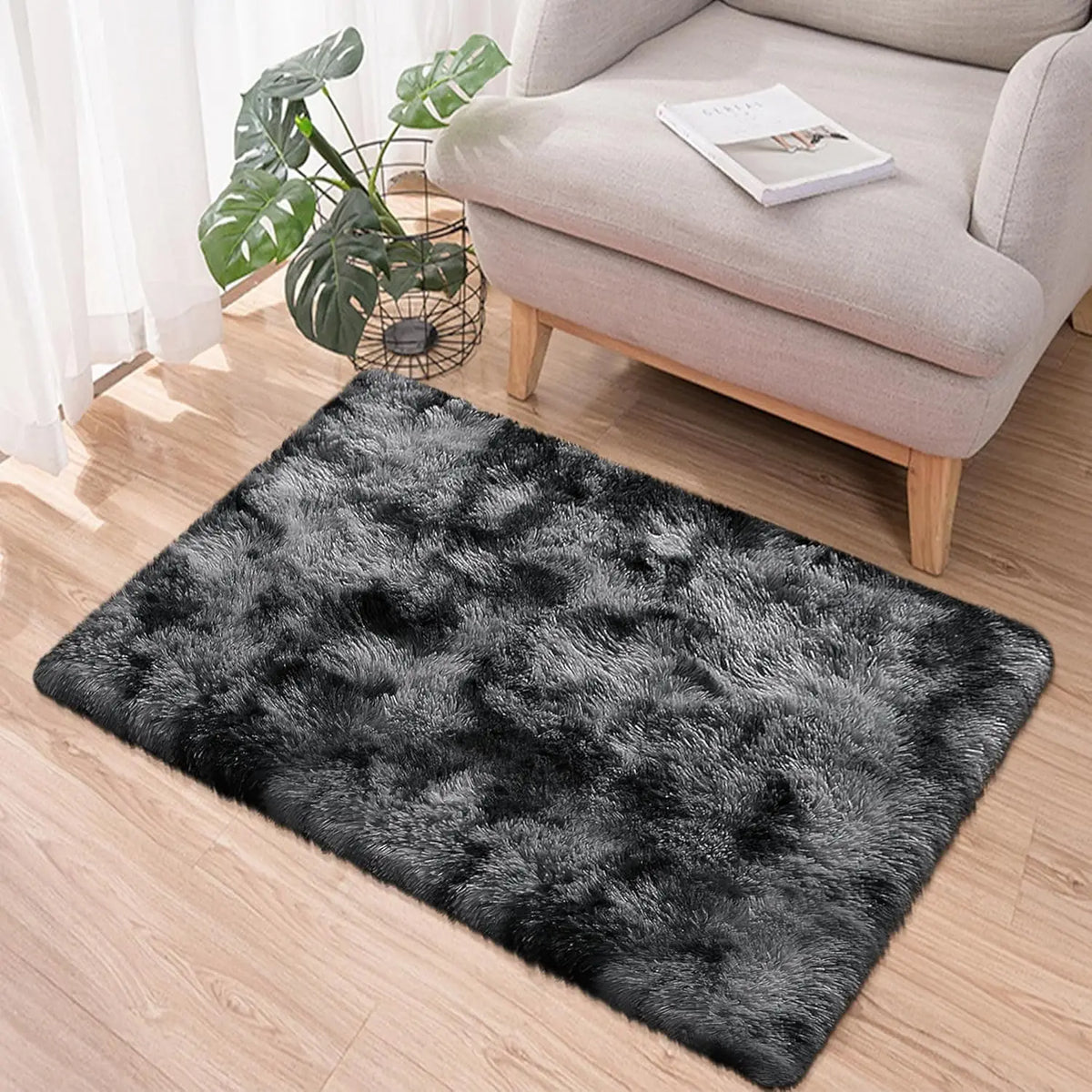 Tie-Dye Area Rug Non-Slip Machine Washable Floor Mat for Living Room Bedroom Entryway Multi-Color Polyester Carpet with PVC Backing | Lonoma