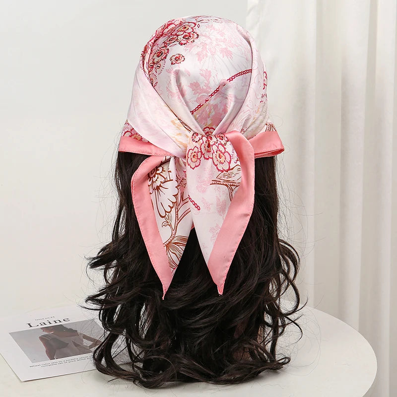 Printed Square Scarf 27.5 × 27.5 in Polyester Silk-Feel Headband Neck Wrap Hair Accessory for Women Spring Summer Fall Winter Versatile | Lonoma