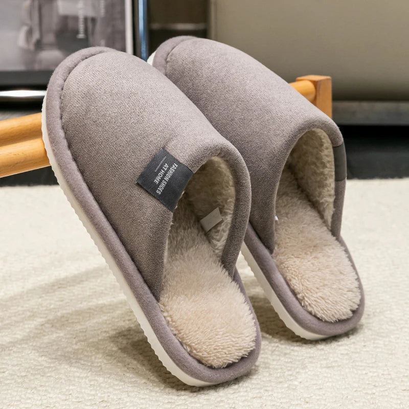 Men's Suede House Slippers Indoor Winter Shoes Quiet Non-Slip Cushioned Warm Slip-On Moccasins for Fall Cold Weather Guest Bedroom | Lonoma