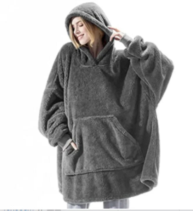 Oversized Wearable Blanket Hoodie with Hood Plush Double-Sided Fleece Throw for Adults Lounge Cozy Winter Warmth | Lonoma