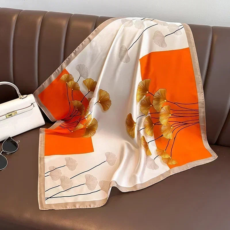 Square Silk Scarf for Women with Printed Design for Hair Neck or Handbag Accent Accessory | Lonoma