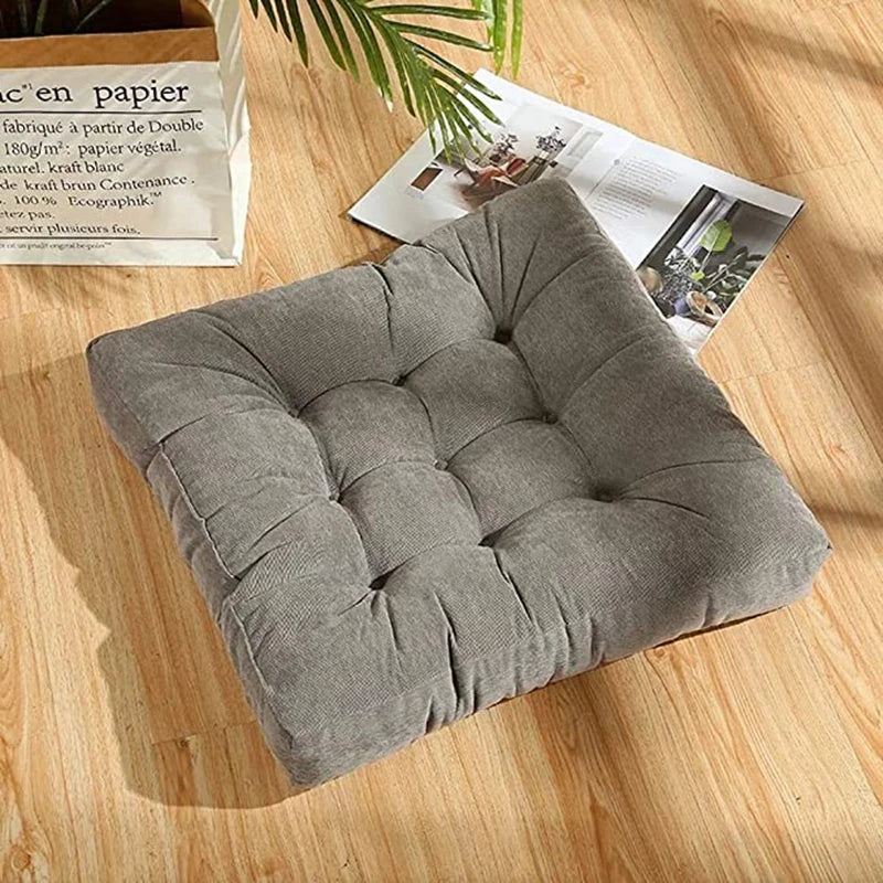 Tufted Square Floor Cushion 18 × 18 in or 21 × 21 in for Meditation, Yoga, Reading & Seating Corduroy Polyester Filled Thick Padded Mat | Lonoma