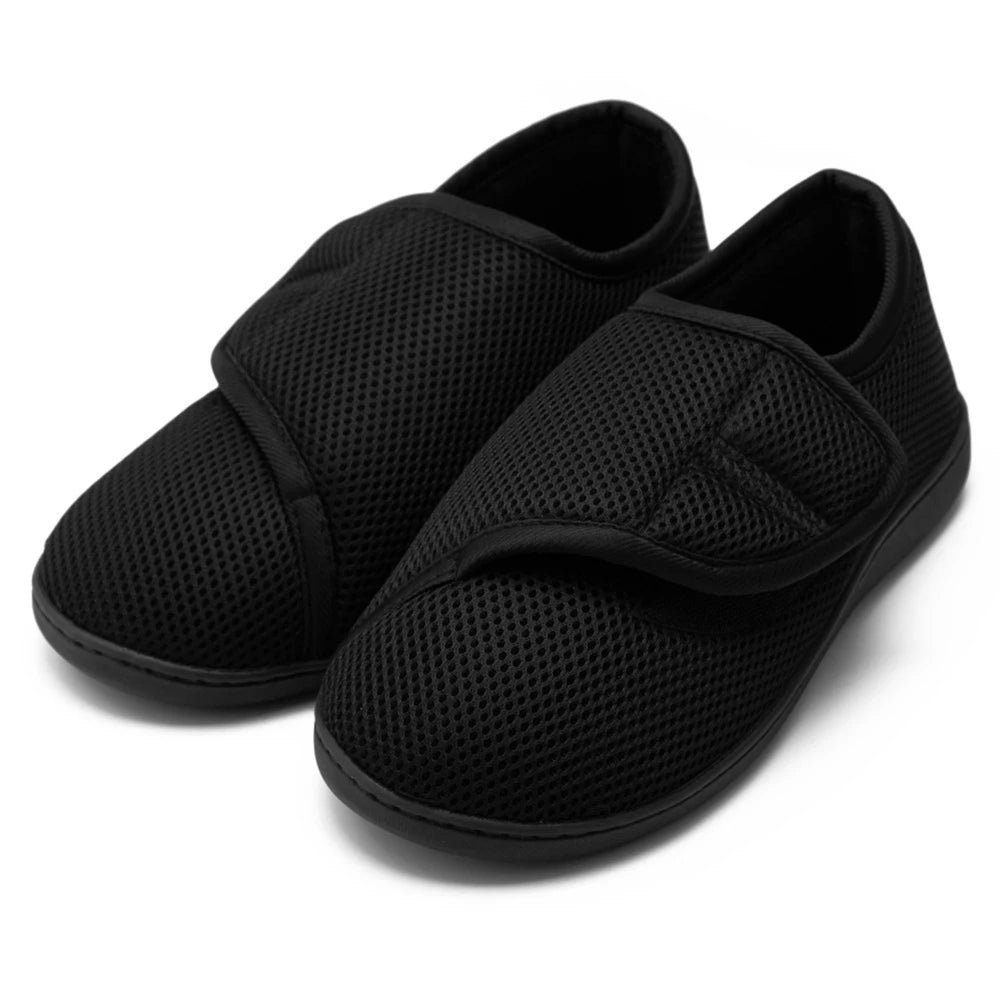 Adjustable Hook-and-Loop Sneakers for Swollen Feet with Plush Lining | Extra-Wide Orthopedic Slip-On Shoes for Edema Relief | Breathable | Lonoma