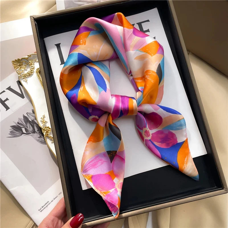 Square Satin Scarf for Women Hair Wrap Neck Scarf Headband Versatile Fashion Accessory Lightweight Printed Bandana | Lonoma