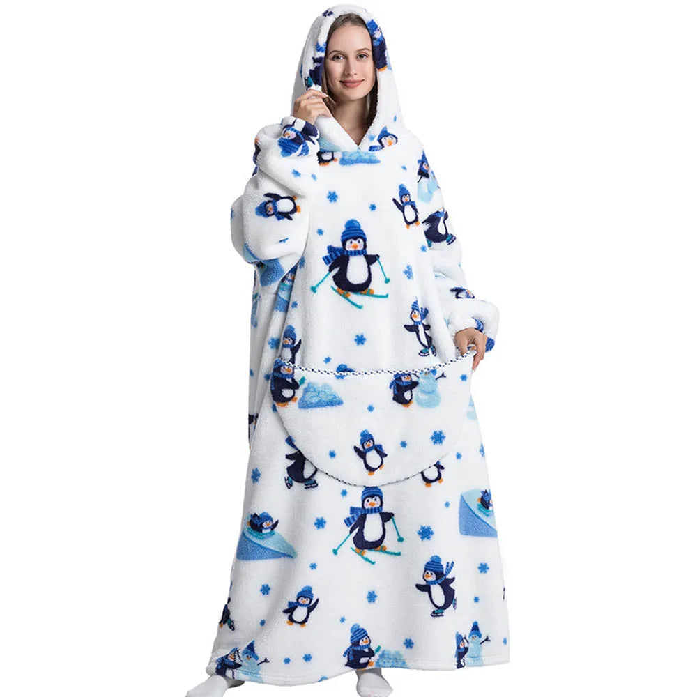 Oversized Wearable Blanket Hoodie with Sleeves Sherpa Fleece Throw for Adults Cozy Soft Plush Winter Loungewear Women Men | Lonoma