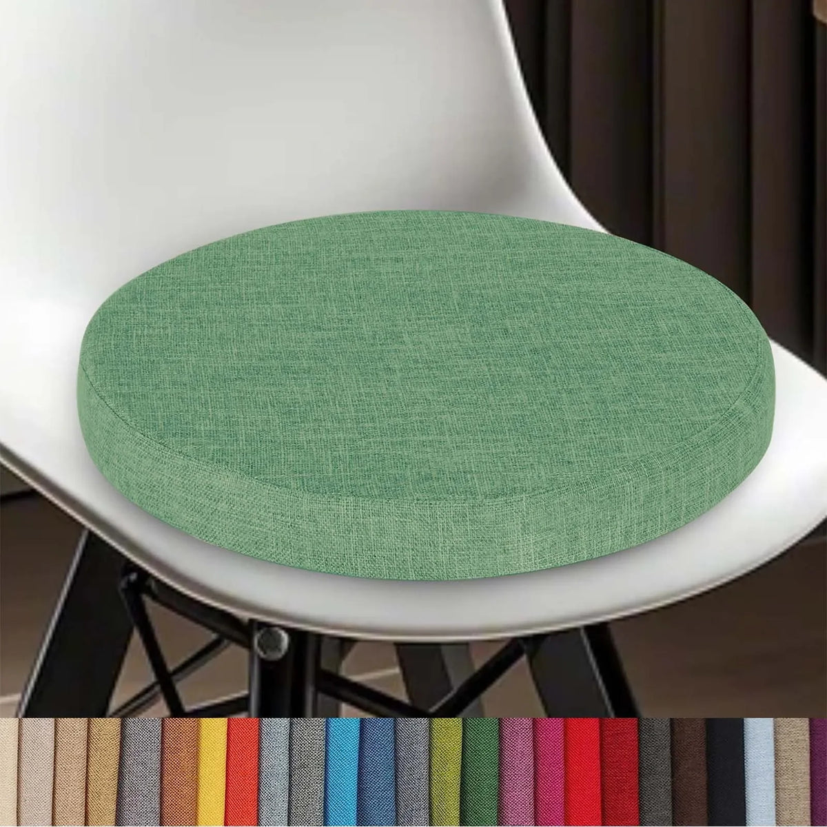 Round Chair Cushion with Removable Washable Cover, Cotton-Linen Seat Pad for Bar Stools Kitchen Dining Chairs Office Seating Restaurant Cafe | Lonoma