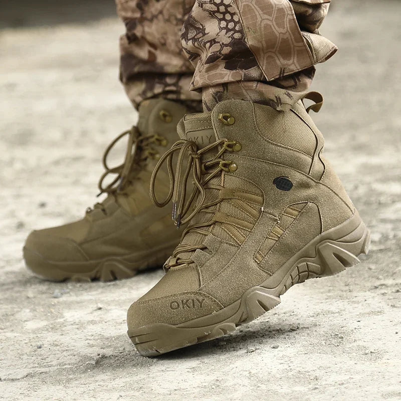 Men's Tactical Ankle Boots Rugged Hiking Footwear Platform Desert Style Lace-Up Work Boots Outdoor Trail Trekking Shoes Adventure Ready | Lonoma