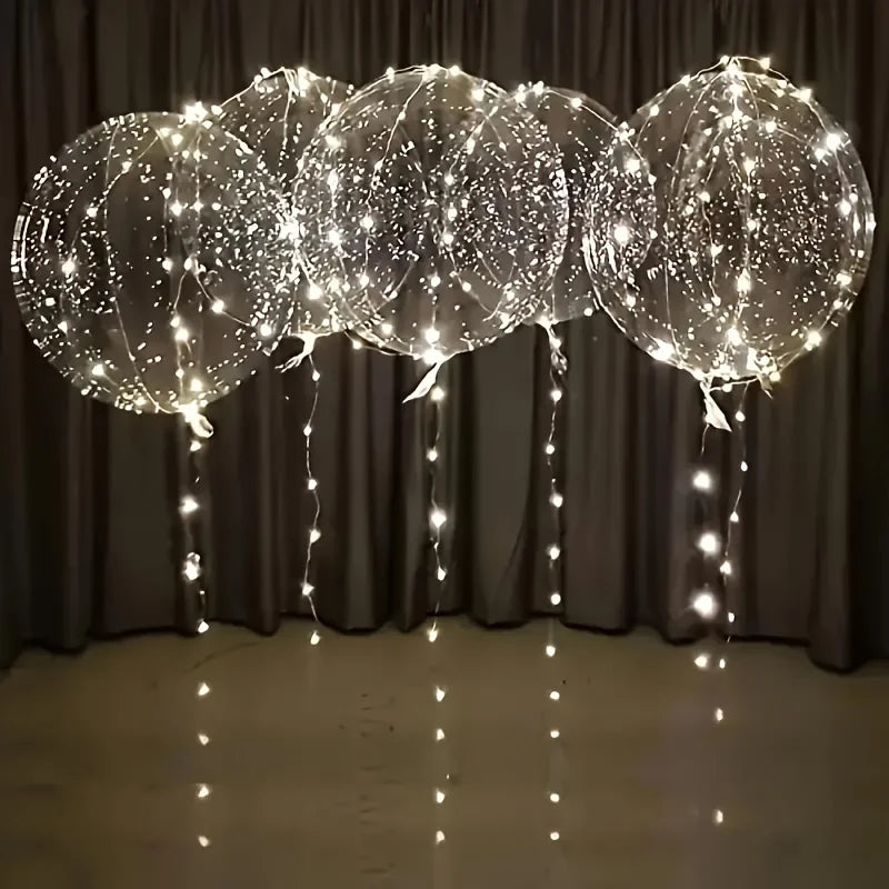 Clear LED Light-Up Balloons 20 Inch 5 Pack with Battery String Lights for Weddings Birthdays Parties Holiday Decorations Event Centerpieces | Lonoma