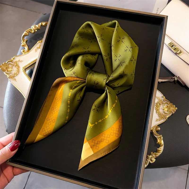 Printed Square Scarf 27.5 × 27.5 in Polyester Silk-Feel Headband Neck Wrap Hair Accessory for Women Spring Summer Fall Winter Versatile | Lonoma
