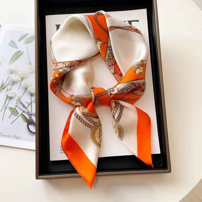 Square Satin Scarf 27.5 Inch Equestrian Print Headwrap Neck Tie Hairband for Women Four Season Versatile Accessory | Lonoma