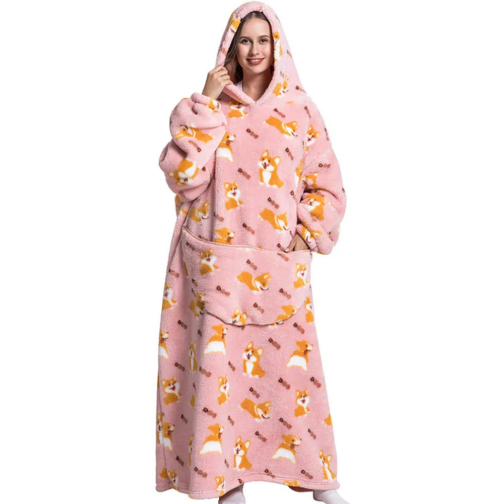Oversized Wearable Blanket Hoodie with Sleeves Sherpa Fleece Throw for Adults Cozy Soft Plush Winter Loungewear Women Men | Lonoma