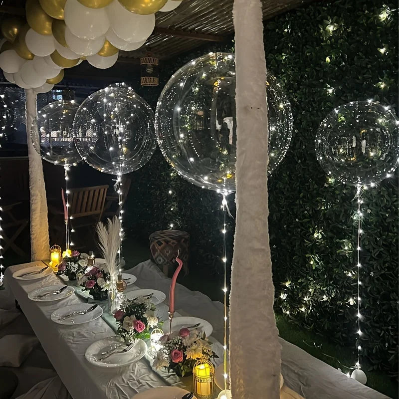 Clear LED Light-Up Balloons 20 Inch 5 Pack with Battery String Lights for Weddings Birthdays Parties Holiday Decorations Event Centerpieces | Lonoma