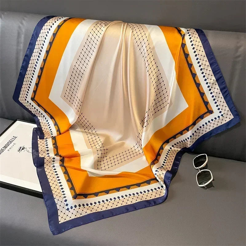 Square Silk Scarf for Women with Printed Design for Hair Neck or Handbag Accent Accessory | Lonoma