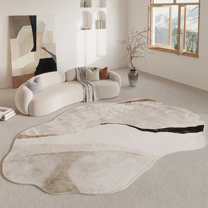 Plush Curved Area Rug Non-Slip Polyester Floor Mat Contemporary Abstract Geometric Shape for Bedrooms Hallways Entryways | Lonoma