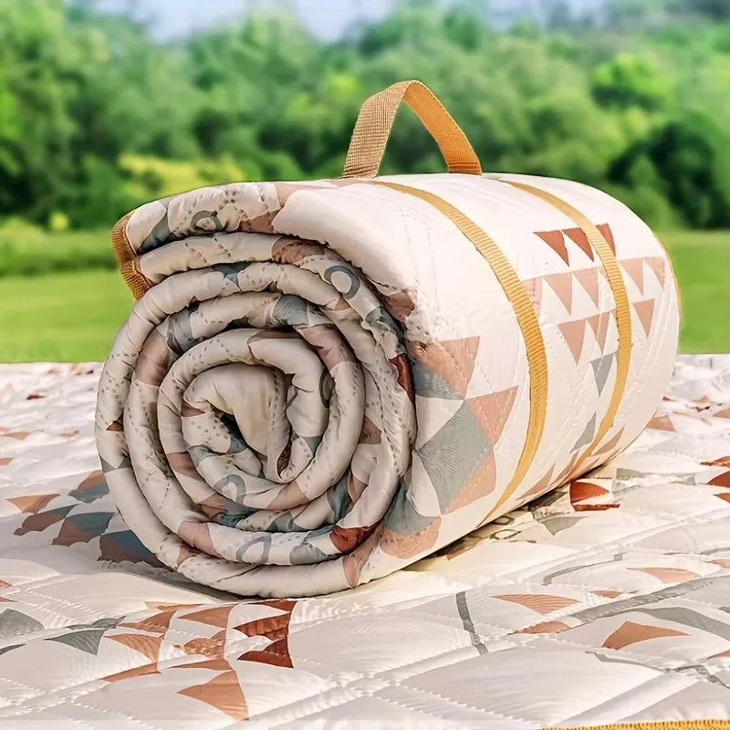 Waterproof Quilted Picnic Blanket 79 x 118 in, Boho Geometric Outdoor Beach Blanket for Camping, Park, Garden & Family Outings | Lonoma