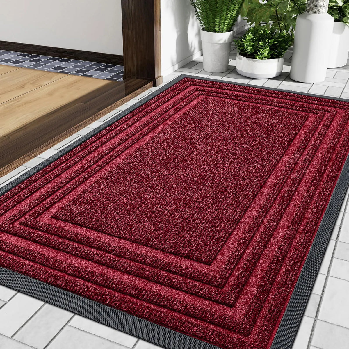 Rubber Doormat Low Profile Non-Slip for Front Door Entry Indoor Outdoor All Weather Heavy Duty Floor Mat Home Entryway Hallway Porch Garage | Lonoma