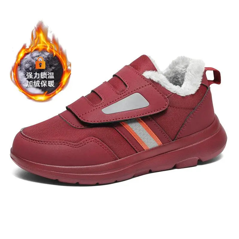 Adjustable Winter Slip-On Sneakers for Women Wide Fit Orthopedic Walking Shoes with Hook and Loop Closure Gray Black Purple | Lonoma
