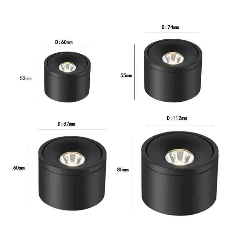 Adjustable LED Ceiling Spotlight Dimmable Aluminum Directional Track Light Black White Modern for Kitchen Office Living Room | Lonoma