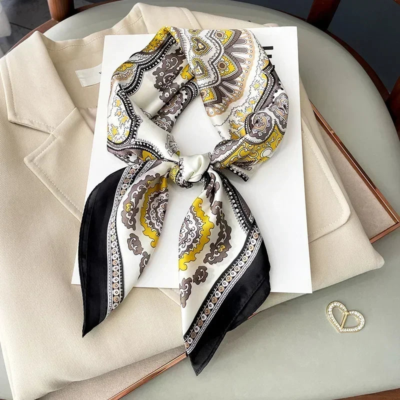 Square Silk Scarf for Women with Printed Design for Hair Neck or Handbag Accent Accessory | Lonoma