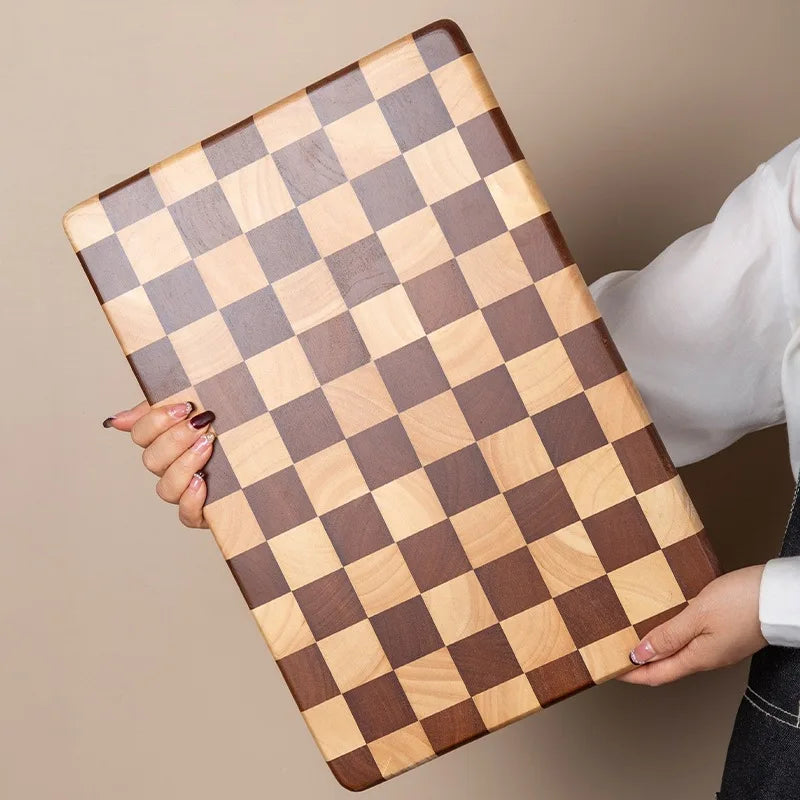Checkerboard Wooden Cutting Board Solid Hardwood Chopping Block for Food Prep Kitchen Counter | Lonoma