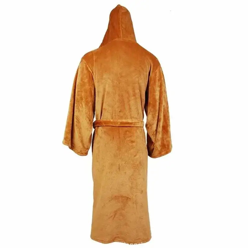 Hooded Flannel Bathrobe for Men - Thick Plush Winter Robe with Pockets - Soft Fleece Loungewear for Relaxing at Home | Lonoma