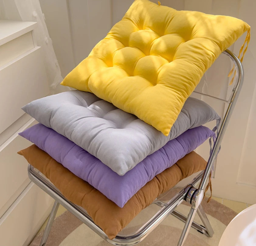 Tufted Cotton Seat Cushion 16x16 Brown for Office Desk Chair Dining Home Use Square Padded Comfort | Lonoma