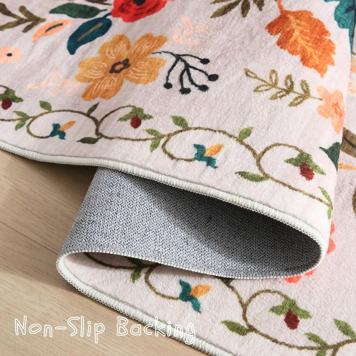 Non-Slip Hallway Runner Rug with Floral Pattern Machine Washable Kitchen Floor Mat Rubber Backing for Entryway Home Indoor Decor | Lonoma