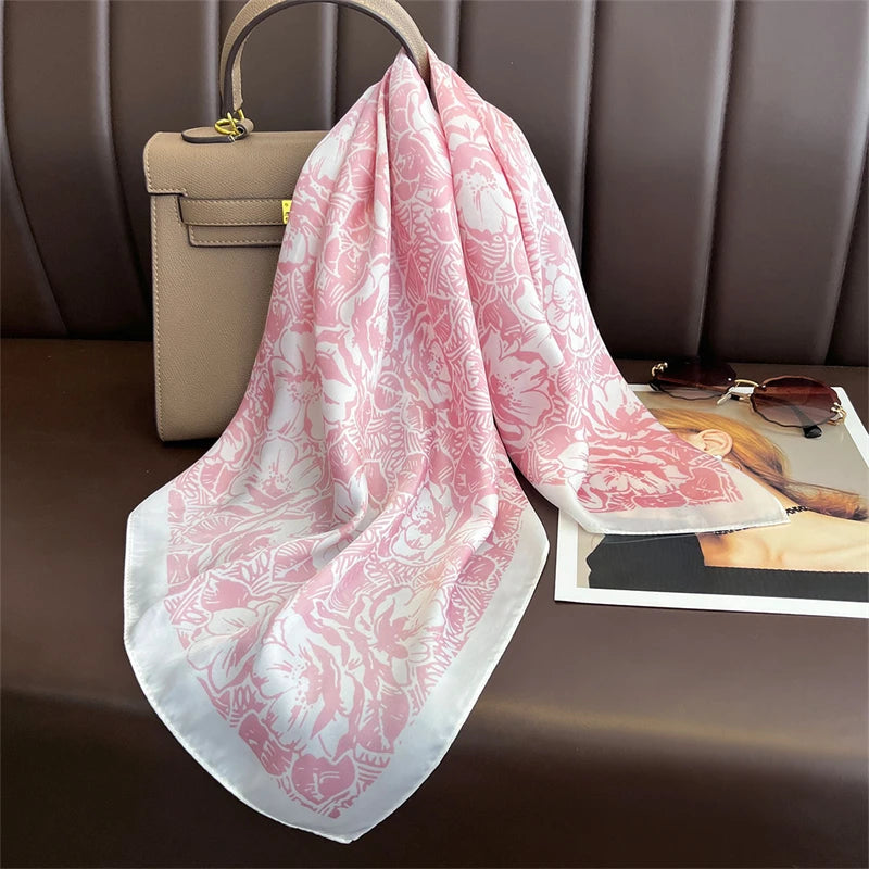 Printed Square Scarf 27.5 × 27.5 in Polyester Silk-Feel Headband Neck Wrap Hair Accessory for Women Spring Summer Fall Winter Versatile | Lonoma