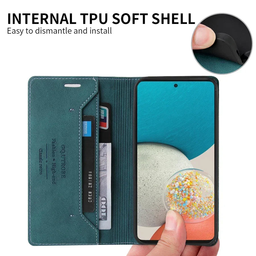 Leather Flip Wallet Phone Case for Samsung Galaxy A-Series with Card Slots Magnetic Closure Kickstand | Lonoma