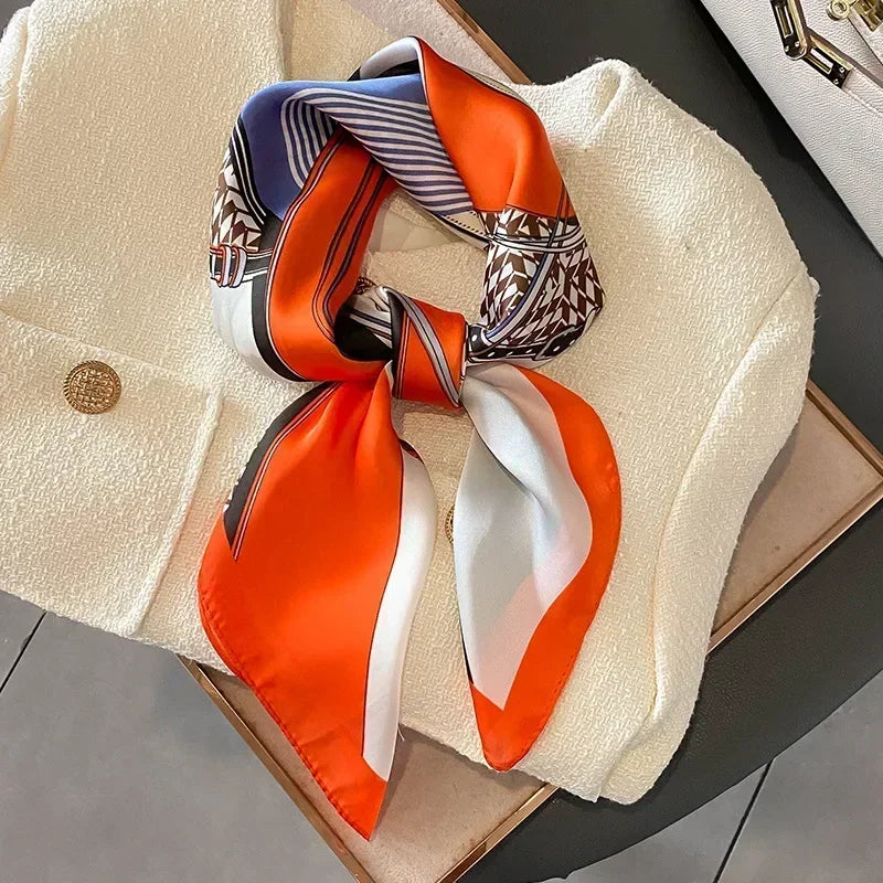 Square Satin Scarf 27.5 Inch Equestrian Print Headwrap Neck Tie Hairband for Women Four Season Versatile Accessory | Lonoma