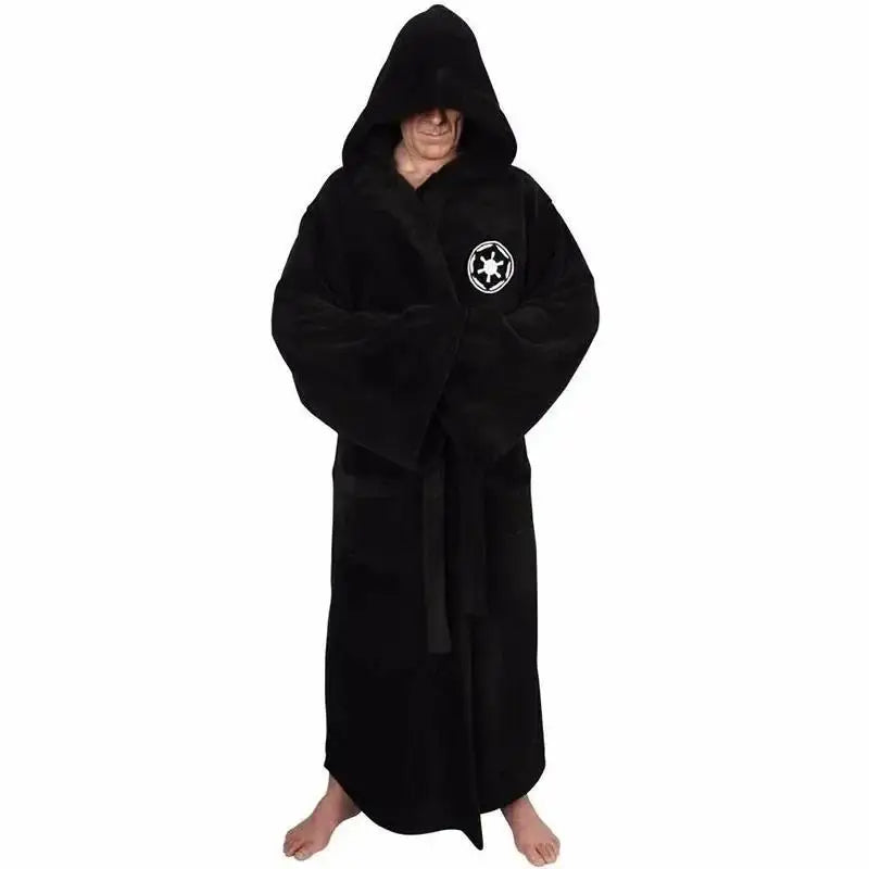 Jedi Cosplay Nachtjapon Mannelijke Homewear Flanellen Gewaad Mannelijke Met Capuchon Dikke Ster Kamerjas Rijk Heren Badjas Winter Gewaad