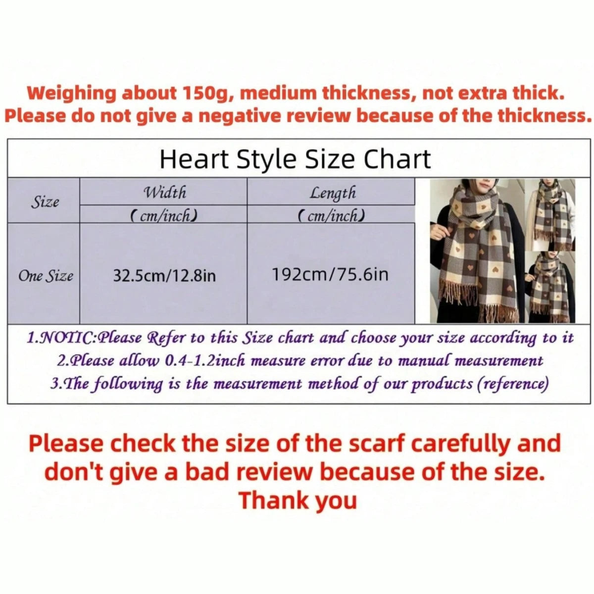 Oversized Plaid Blanket Scarf for Women – Thick Knit Heart-Shaped Shawl Wrap for Fall Winter | Lonoma