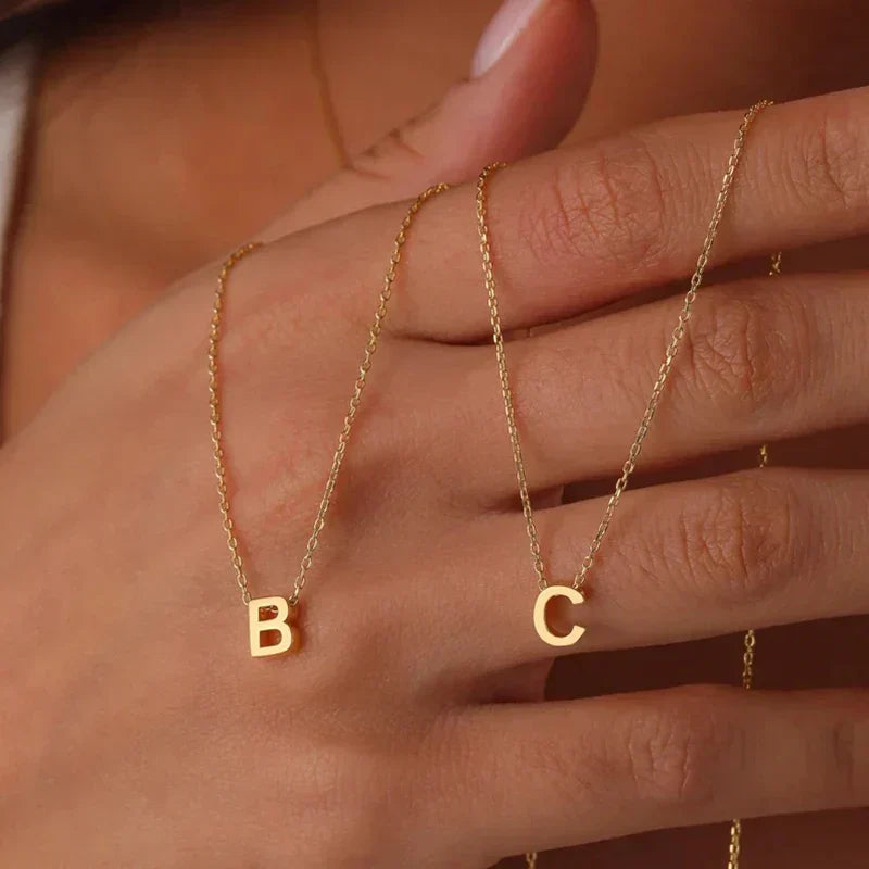 Personalized Initial Letter Necklace Stainless Steel Adjustable Chain Pendant Minimalist Jewelry for Women Everyday Wear Layering | Lonoma