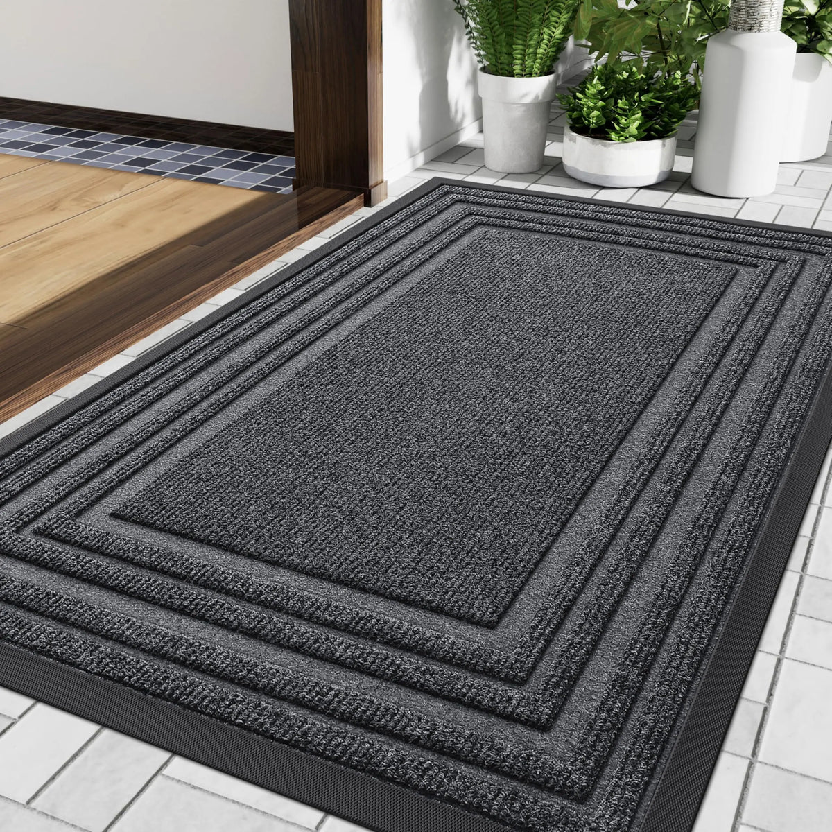 Rubber Doormat Low Profile Non-Slip for Front Door Entry Indoor Outdoor All Weather Heavy Duty Floor Mat Home Entryway Hallway Porch Garage | Lonoma