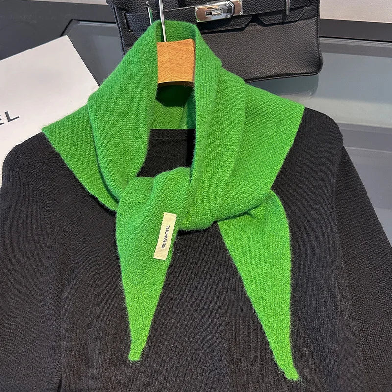 Soft Wool Triangle Scarf Women's Winter Wrap Shawl Solid Color Thick Knit Neck Warmer Cold Weather Pashmina for Daily Wear | Lonoma