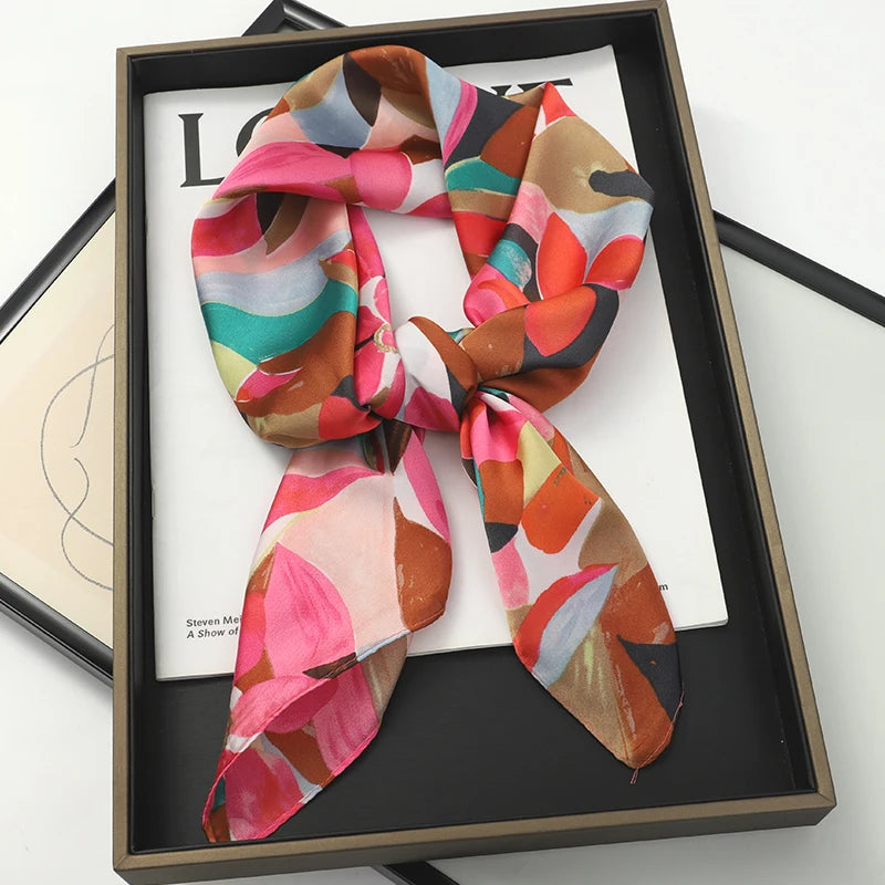 Square Satin Scarf for Women Hair Wrap Neck Scarf Headband Versatile Fashion Accessory Lightweight Printed Bandana | Lonoma