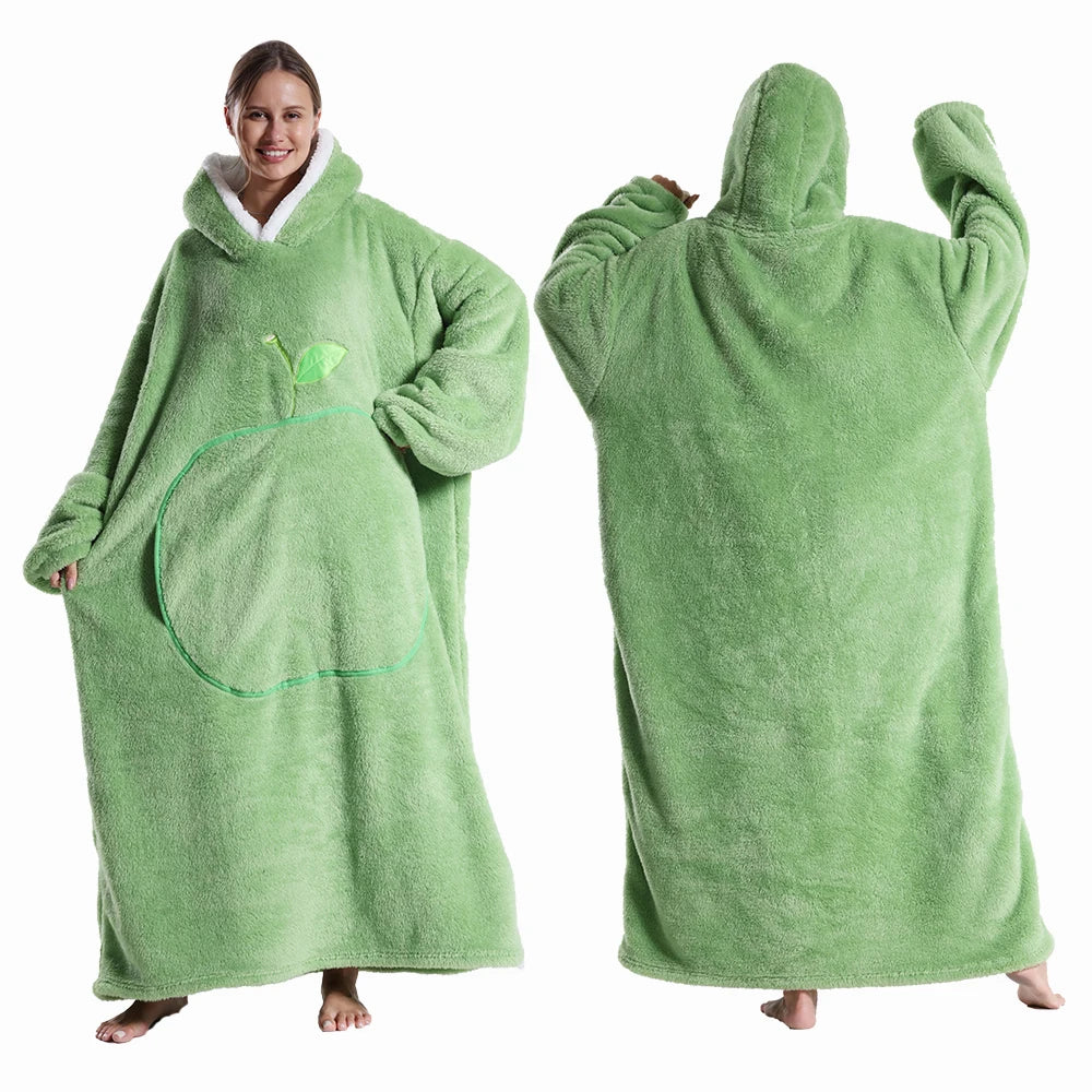 Oversized Hooded Blanket Sweatshirt with Sleeves for Adults - Wearable Sherpa-Lined Fleece Throw Hoodie - Cozy TV Lounge Robe for Men and | Lonoma