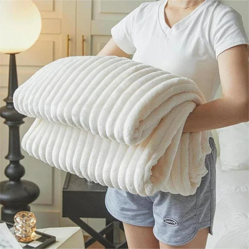Ultra Soft Coral Fleece Throw Blanket Plush Cozy Warm Bed Sofa Cover Double Sided Fluffy All Season Lightweight Comfort Blanket | Lonoma