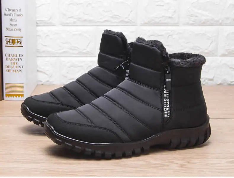 Men's Insulated Winter Boots with Side Zipper Waterproof Ankle Snow Boots Casual Platform Sneakers for Cold Weather | Lonoma