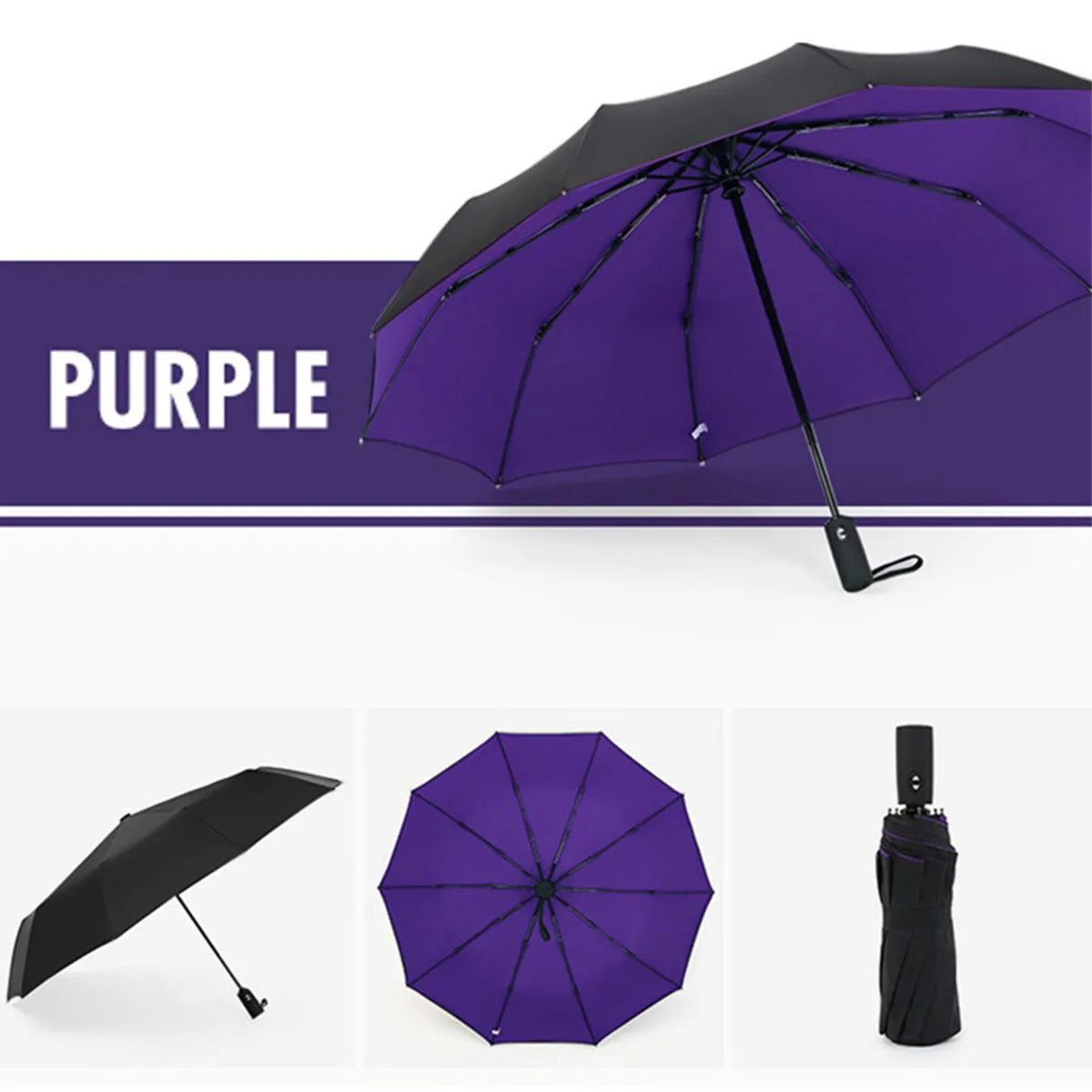 Automatic Open Close Umbrella Compact Folding Windproof Rain Travel Canopy for Women Men Commute Daily Use Storm Protection | Lonoma