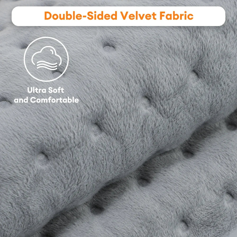 Electric Heating Pad 12×24 in Gray Soft Plush 9 Heat Settings 4 Timers for Back Legs Lap Desk Home Office Winter | Lonoma