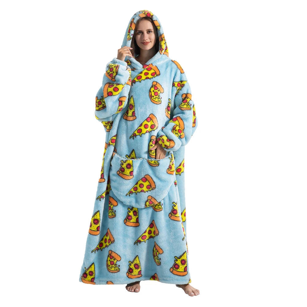 Oversized Wearable Blanket Hoodie with Sleeves Sherpa Fleece Throw for Adults Cozy Soft Plush Winter Loungewear Women Men | Lonoma