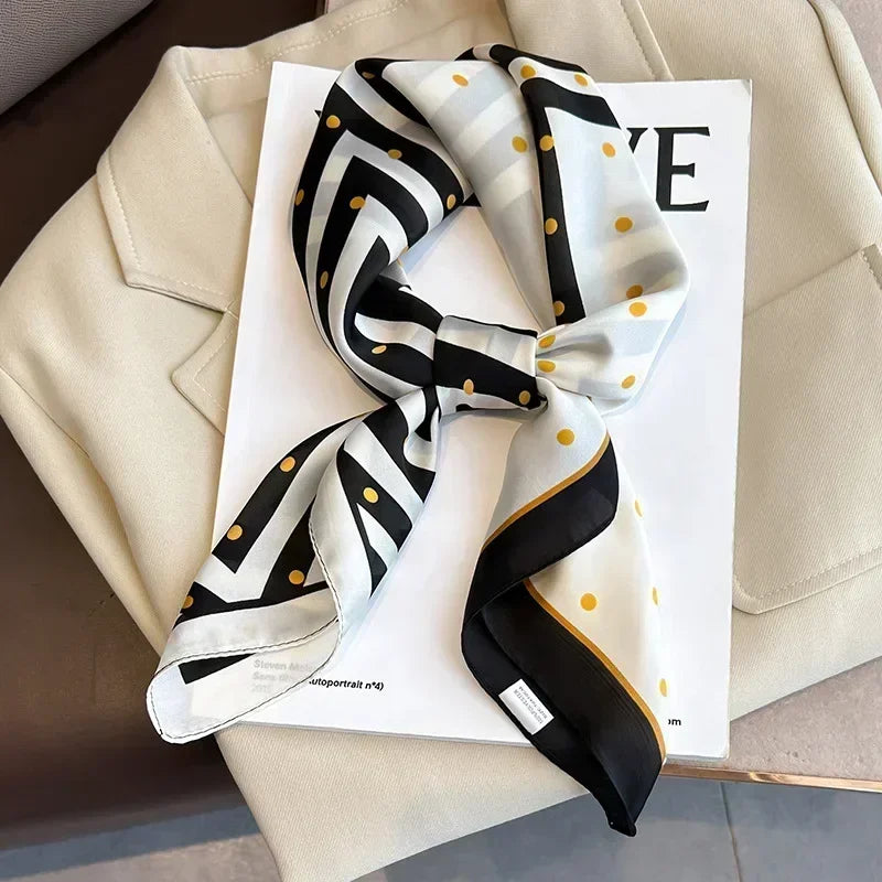 Square Silk Scarf for Women with Printed Design for Hair Neck or Handbag Accent Accessory | Lonoma