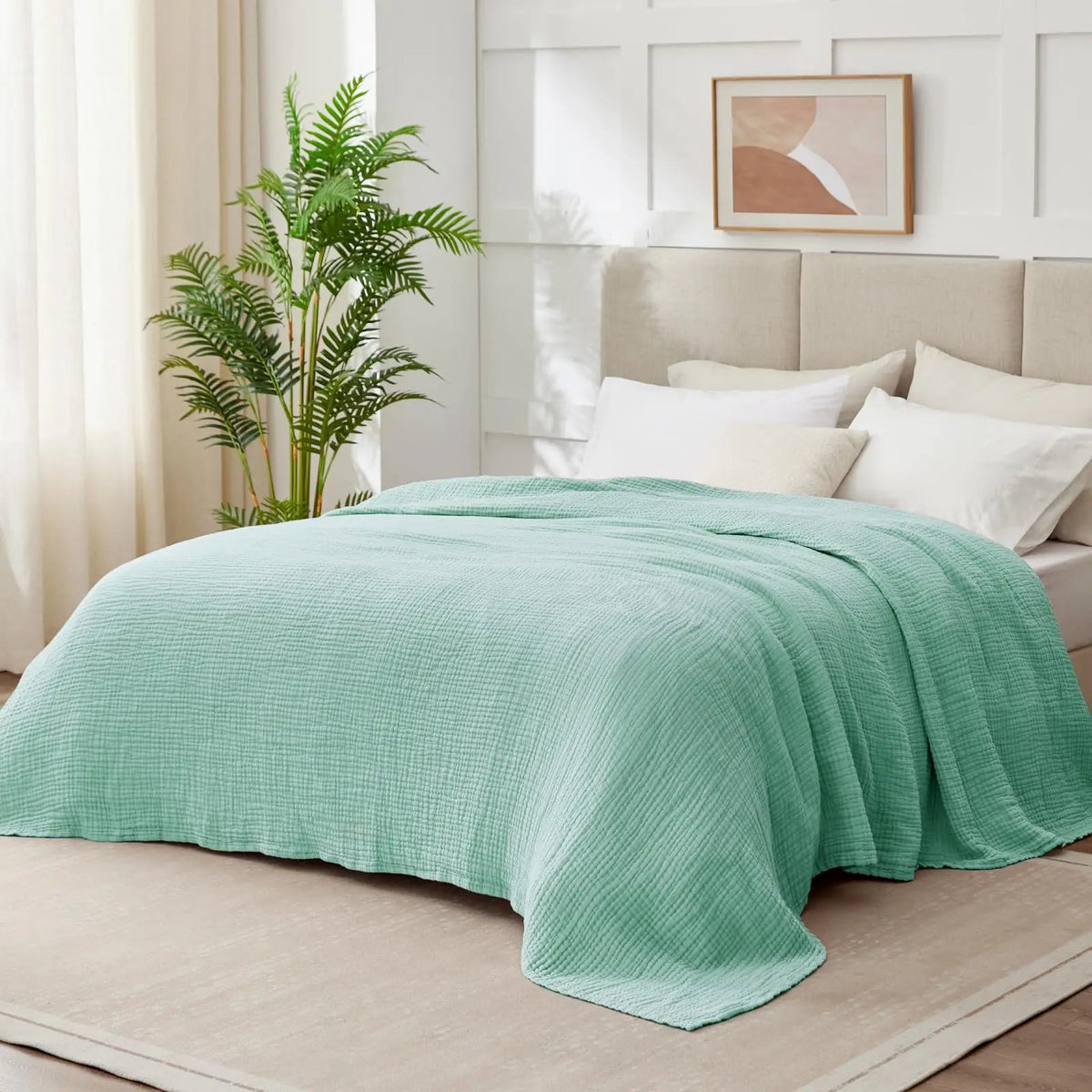 Cotton Muslin Throw Blanket 6-Layer Breathable Lightweight All-Season Comfort for Bed Couch Sofa Living Room Bedroom | Lonoma