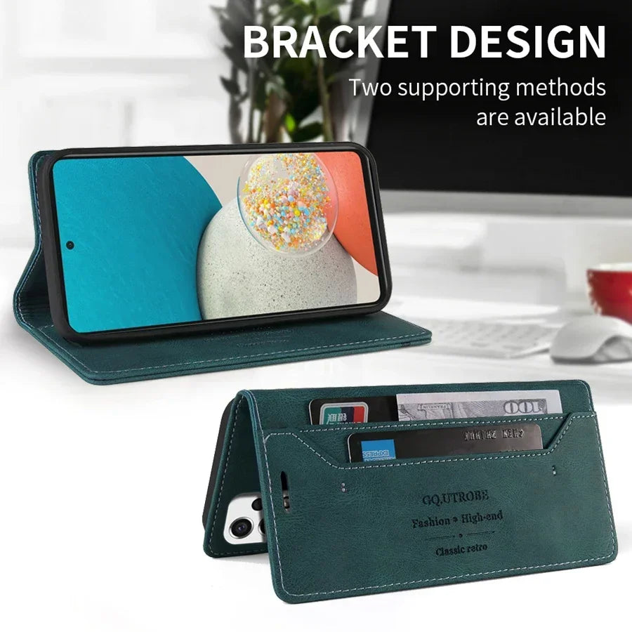Leather Flip Wallet Phone Case for Samsung Galaxy A-Series with Card Slots Magnetic Closure Kickstand | Lonoma