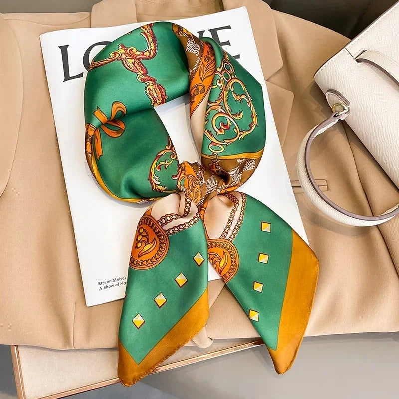 Square Satin Scarf 27.5 Inch Equestrian Print Headwrap Neck Tie Hairband for Women Four Season Versatile Accessory | Lonoma