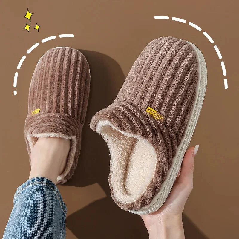 Plush Slippers for Women Men Indoor House Shoes Fuzzy Faux Fur Slip-On Soft Sole Winter Warm Cozy Footwear Home Bedroom Slides | Lonoma