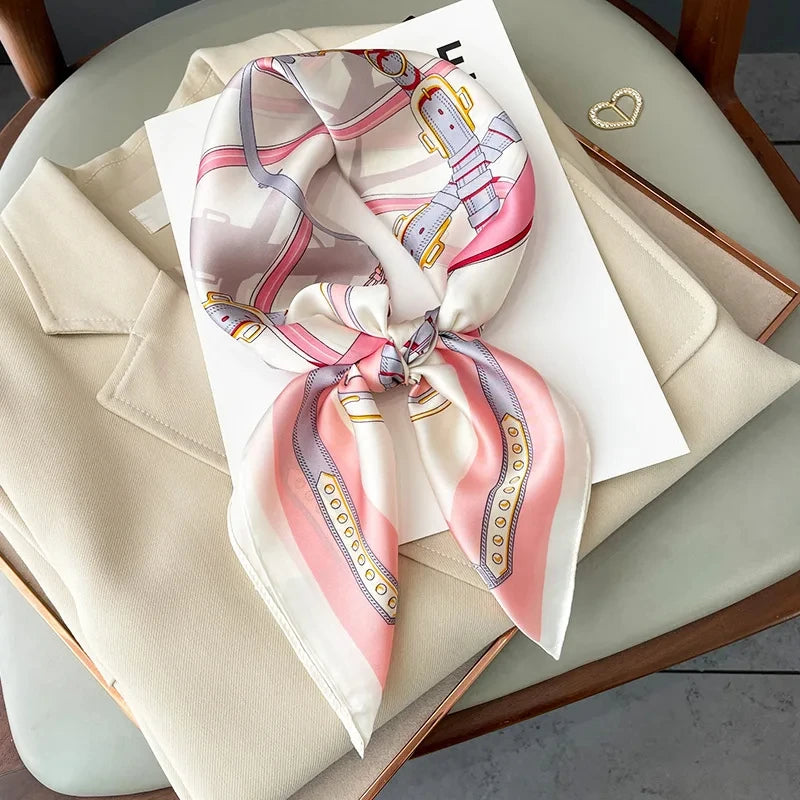Printed Square Scarf 27.5 × 27.5 in Polyester Silk-Feel Headband Neck Wrap Hair Accessory for Women Spring Summer Fall Winter Versatile | Lonoma